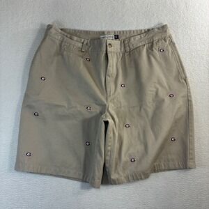 Y2K Georgia Bulldogs Chino Shors Men 40x10 Beige Embroidered AOP Preppy Campus